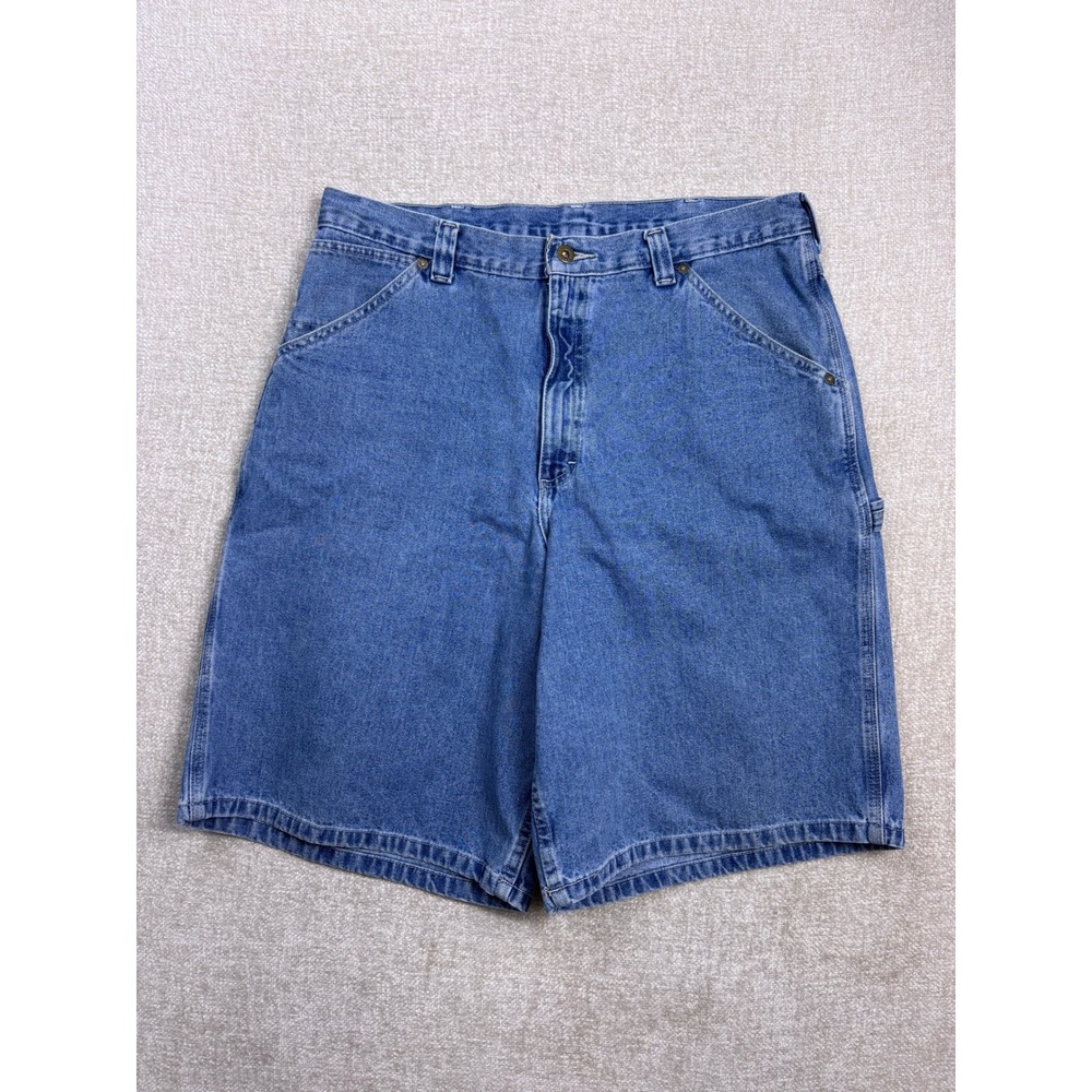 Vintage Lee Dungarees Mens 36 Carpenter Denim Shorts Blue Medium Wash Workwear